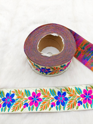 Floral Jacquard Saree Border, Woven Thread Work Trim, Jacquard Trimming Decorative Trim